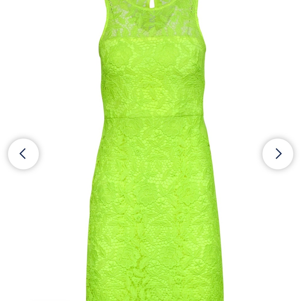 J. Crew Collection Bright Neon Yellow Lace Shift Dress.